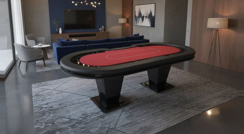 Mesa de Poker Profissional 9 Lugares Preta com Pista e Porta Copos - Pro41